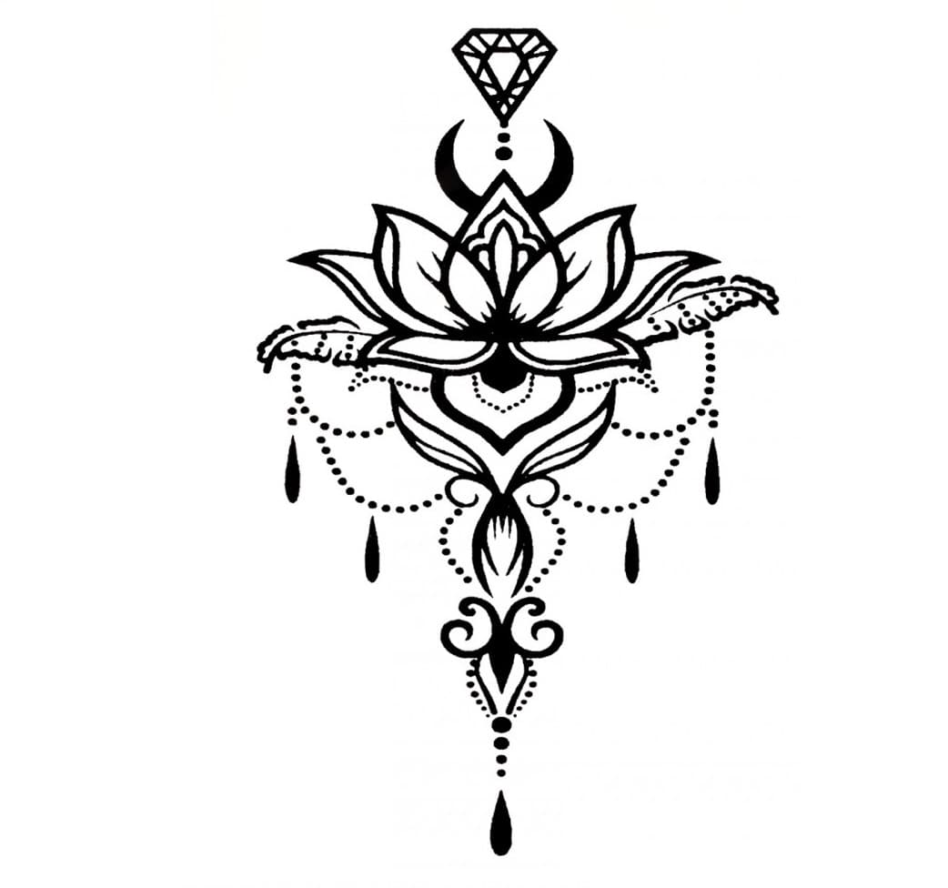 QuickTattoo sjabloon ornament bloemen en parels afbeelding 1