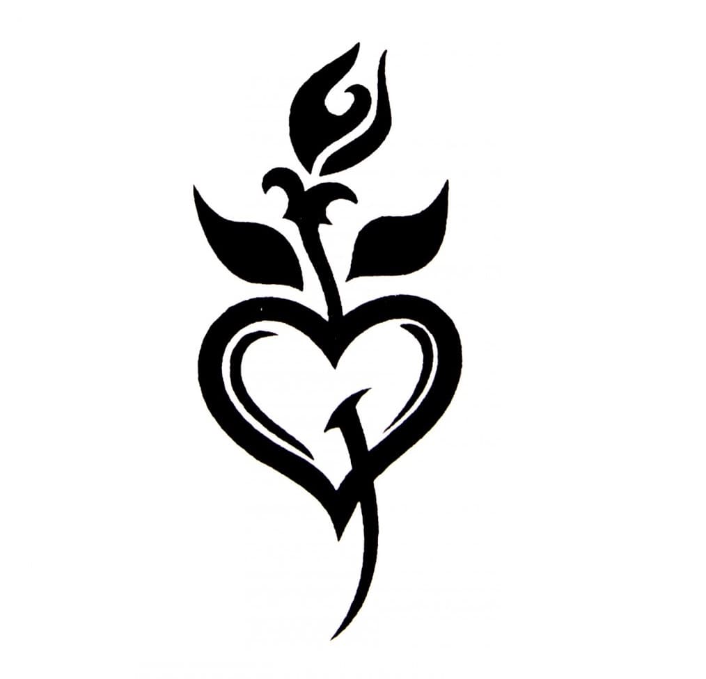 QuickTattoo sjabloon roos met hartje afbeelding 1
